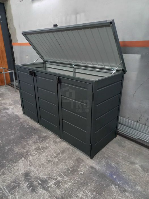 Zabudowa Koszy Na Śmieci Wiata Obudowa 207X80X120 Cm 3X240L Tkd603