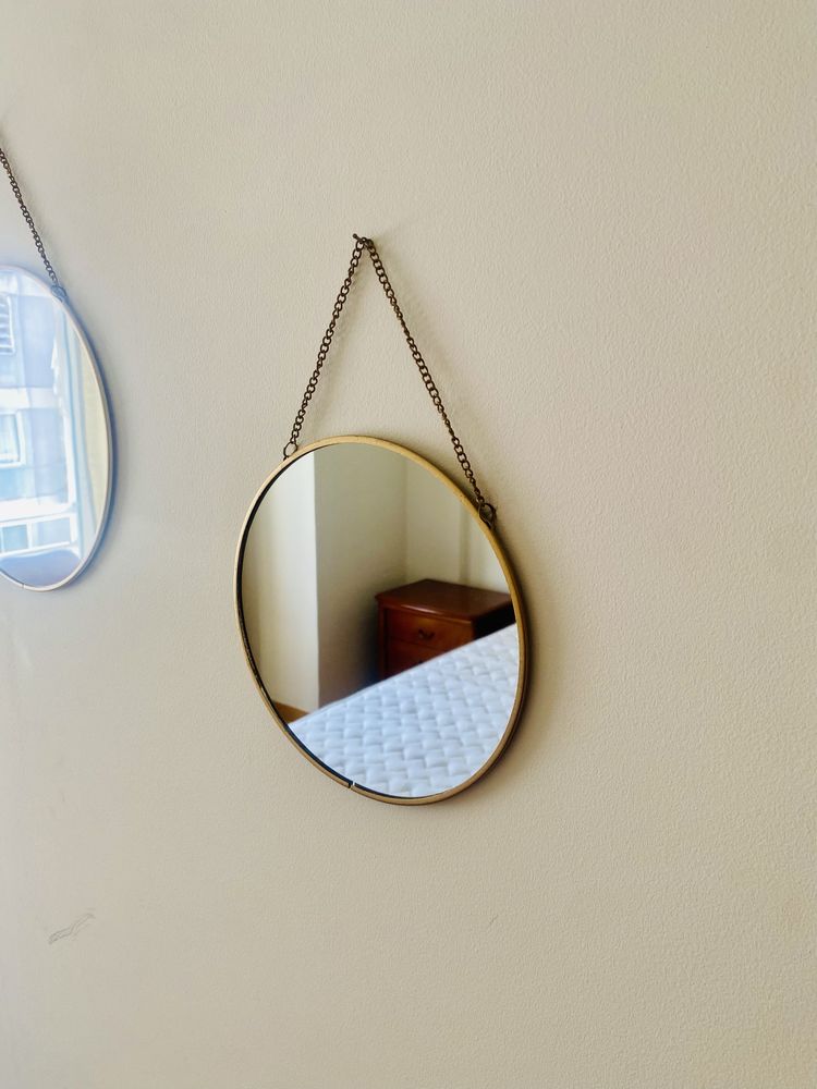 Set de 3 espelhos de parede - moldura fina dourada