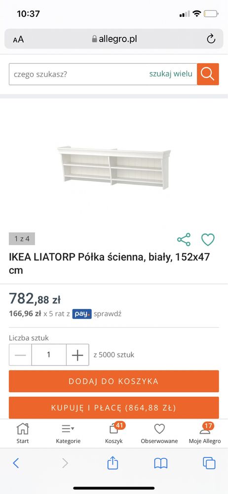 Półka szara Ikea