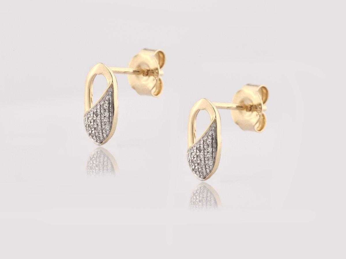 Brincos em Ouro Amarelo 14K com Diamantes – Proveniência Antuérpia