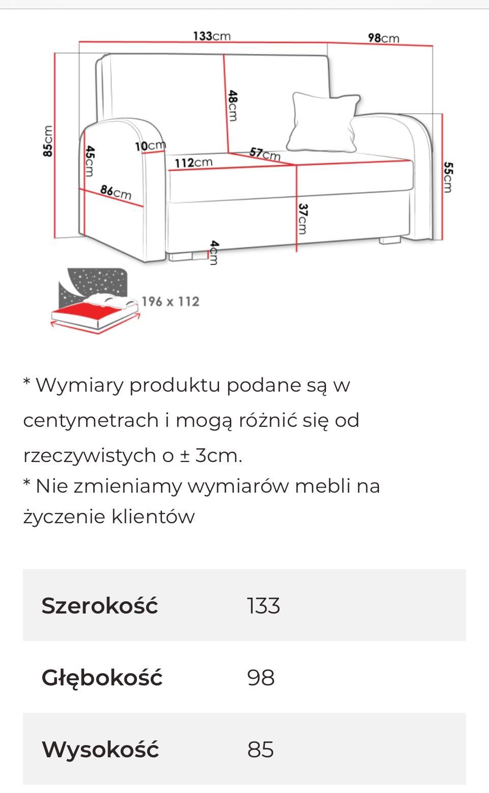 Sofa Amerykanka 1-osobowa Black Red White
