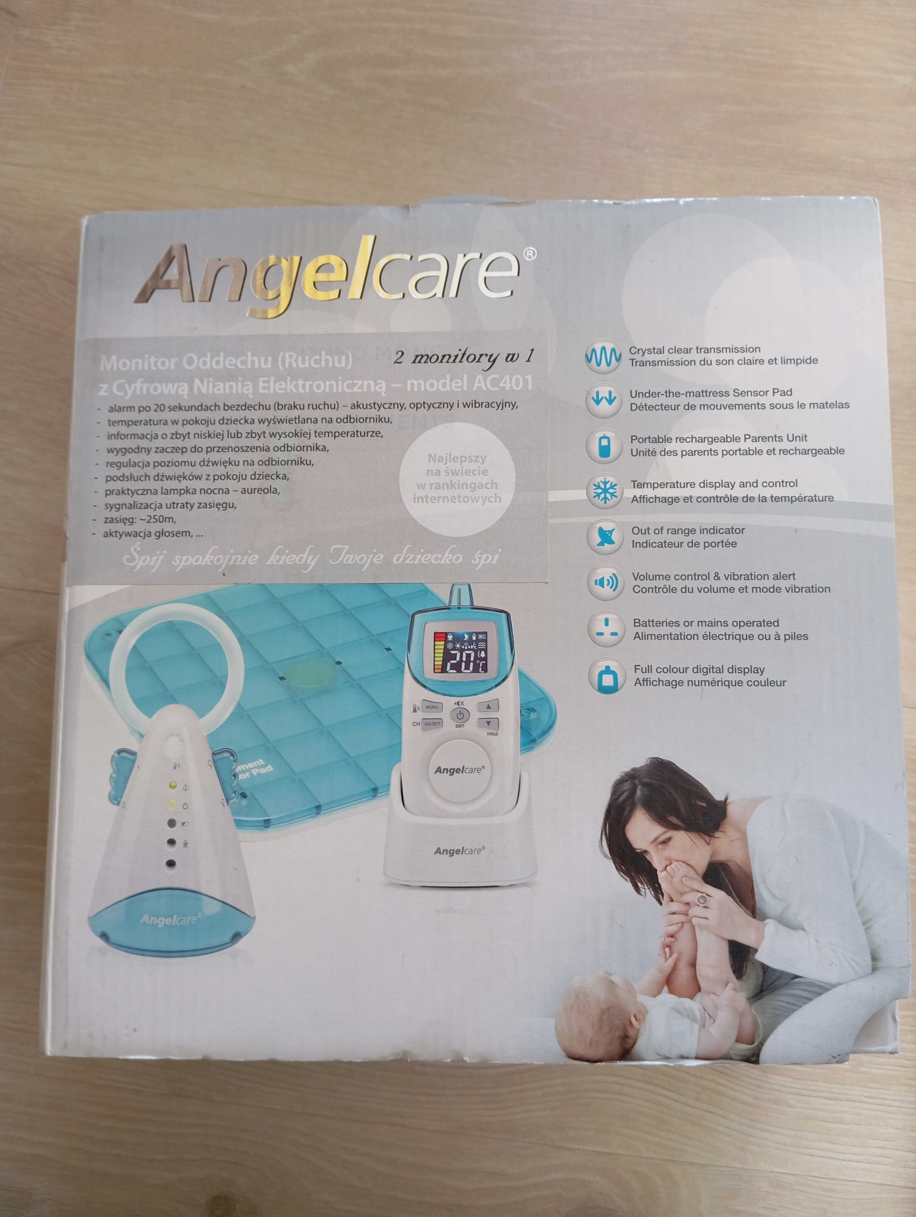 Angelcare AC401 monitor oddechu z cyfrową nianią elektroniczną