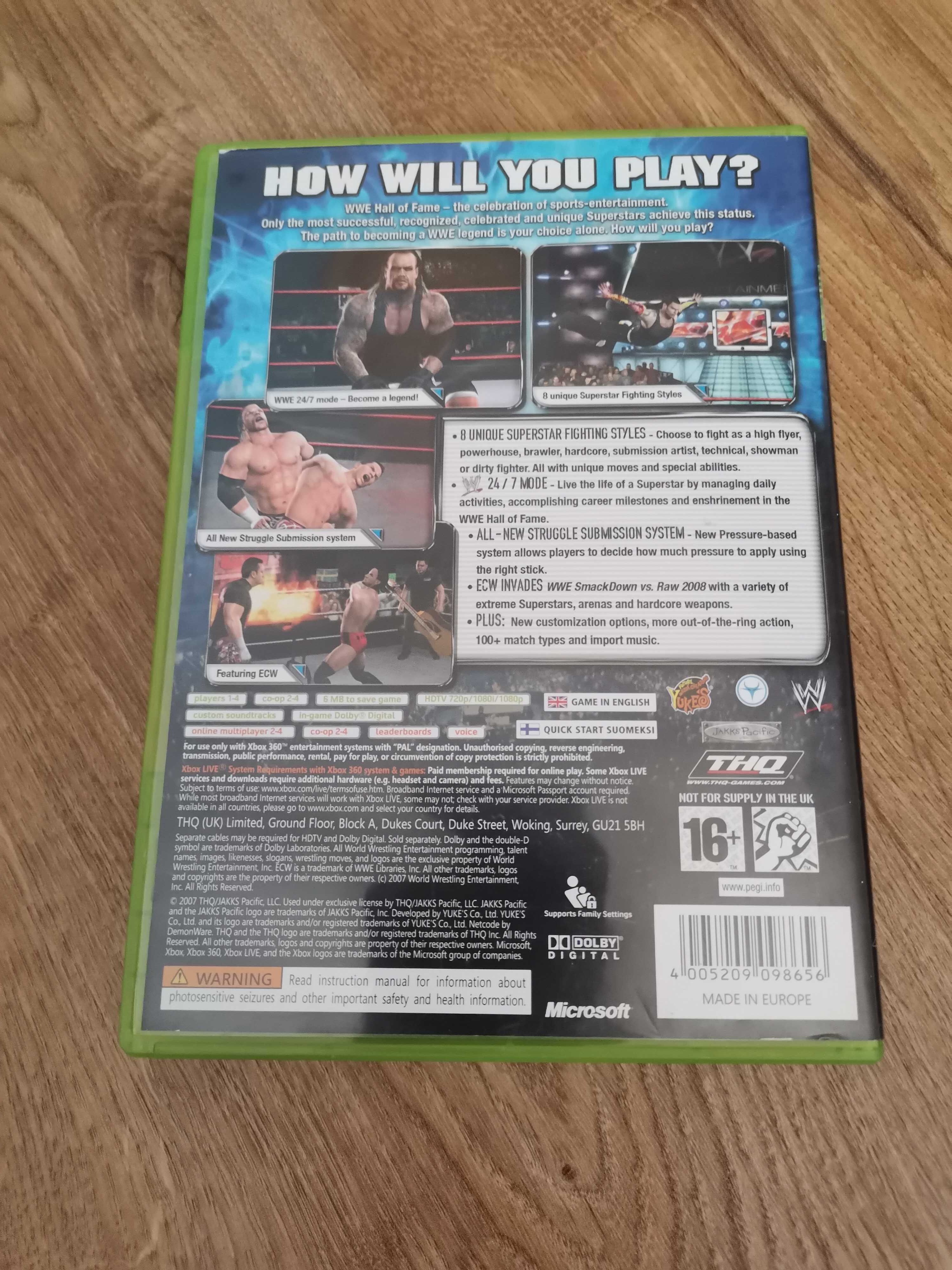 Gra WWE SmackDown vs RAW 2008 na konsolę XBOX 360