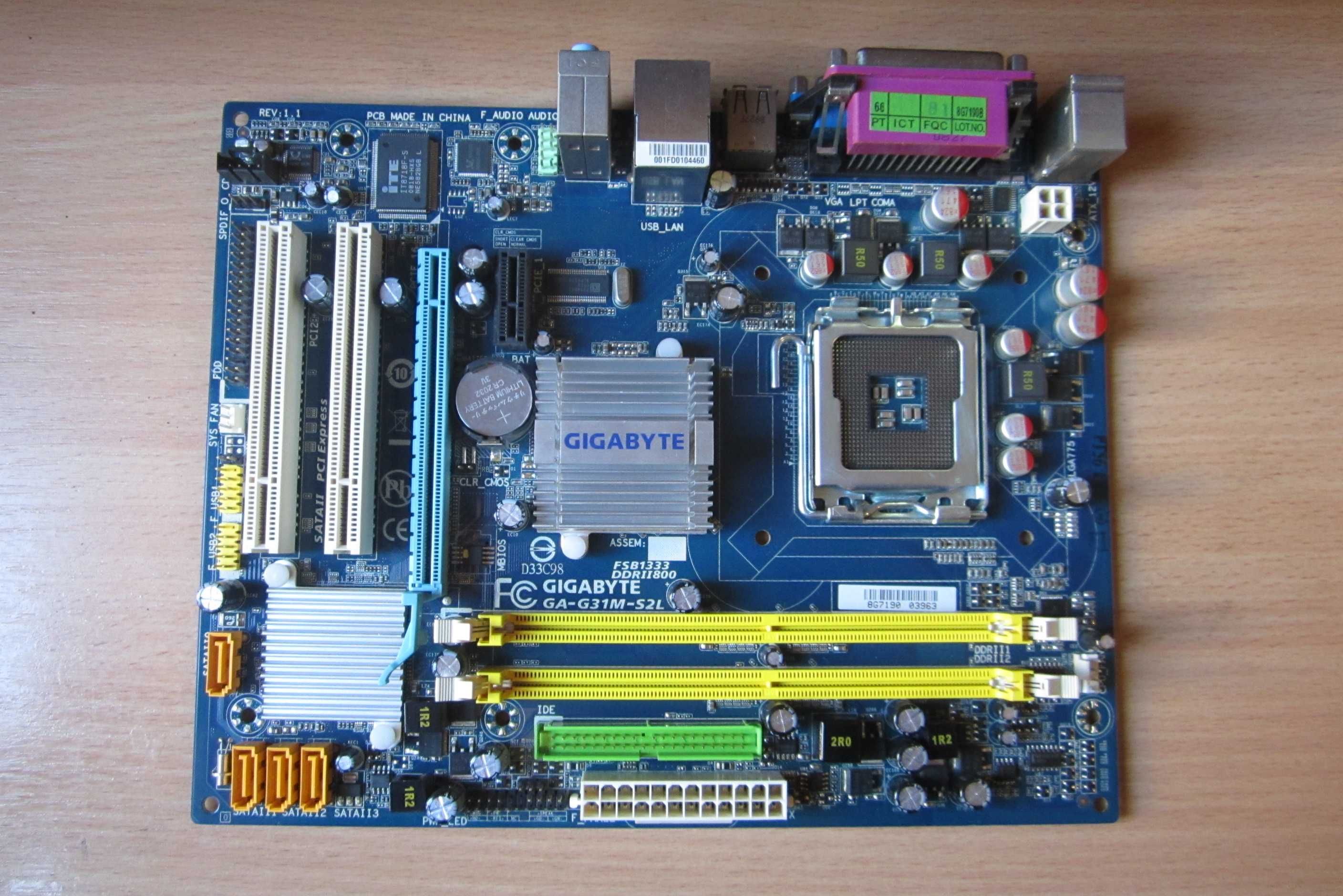 Материнская плата Gigabyte GA-G31M-S2L (S775, G31, PCI-E16, SATA, VGA)