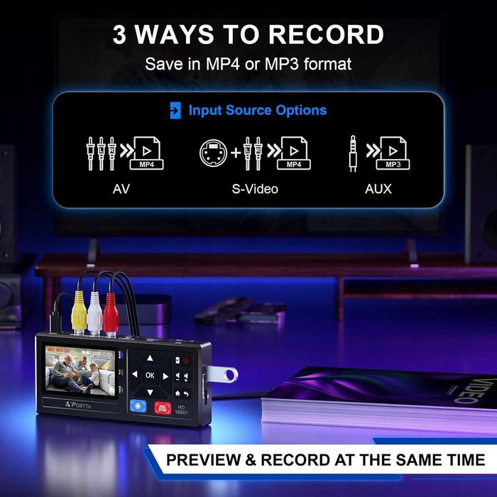 Konwerter VHS na format cyfrowy Portta z pilotem