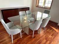Mesa casa de jantar em mármore e vidro
