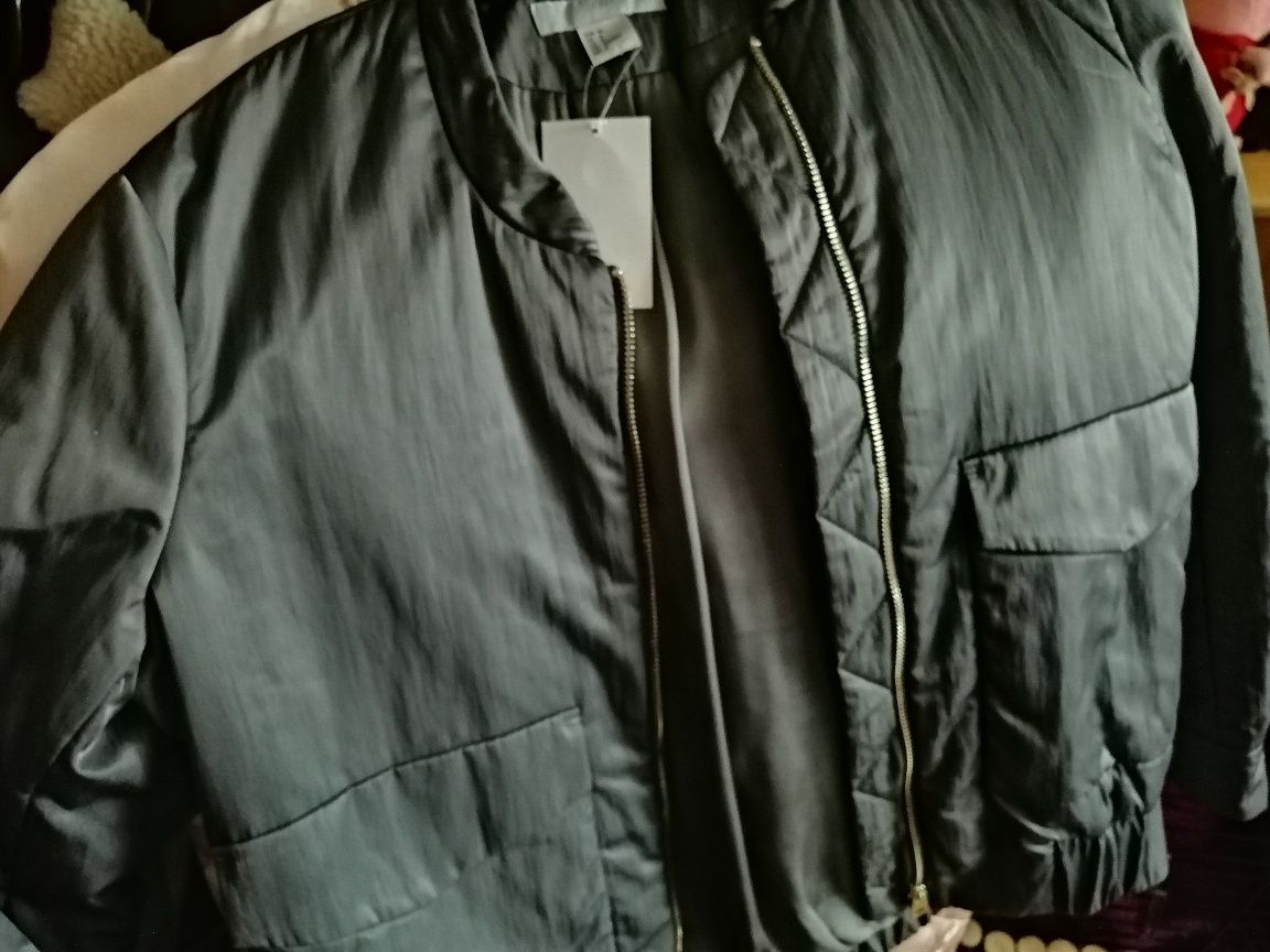 H&M lekka kurtka Na podszewce watowana Bomber Bomberka, oversize NOWA!