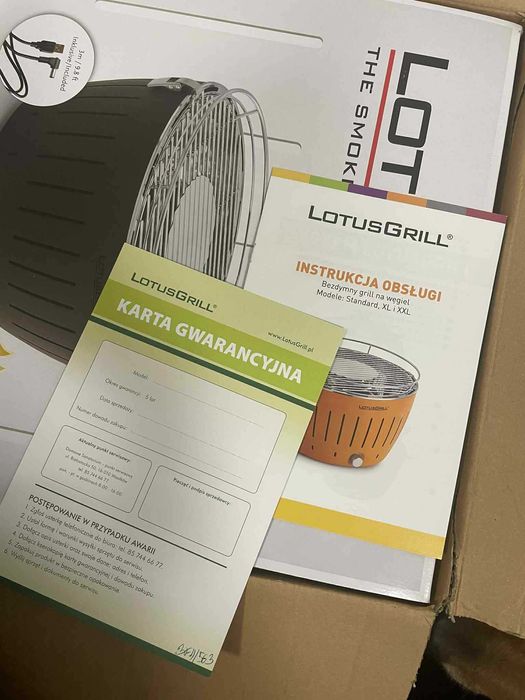 Grill węglowy bezdymny LotusGrill NOWY pomarańczowy