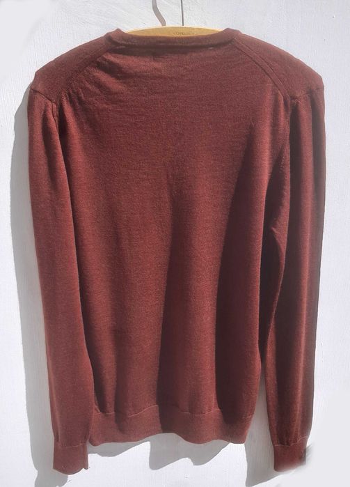 ZARA lekki sweter 100% wełny extra fine dekolt V r.M