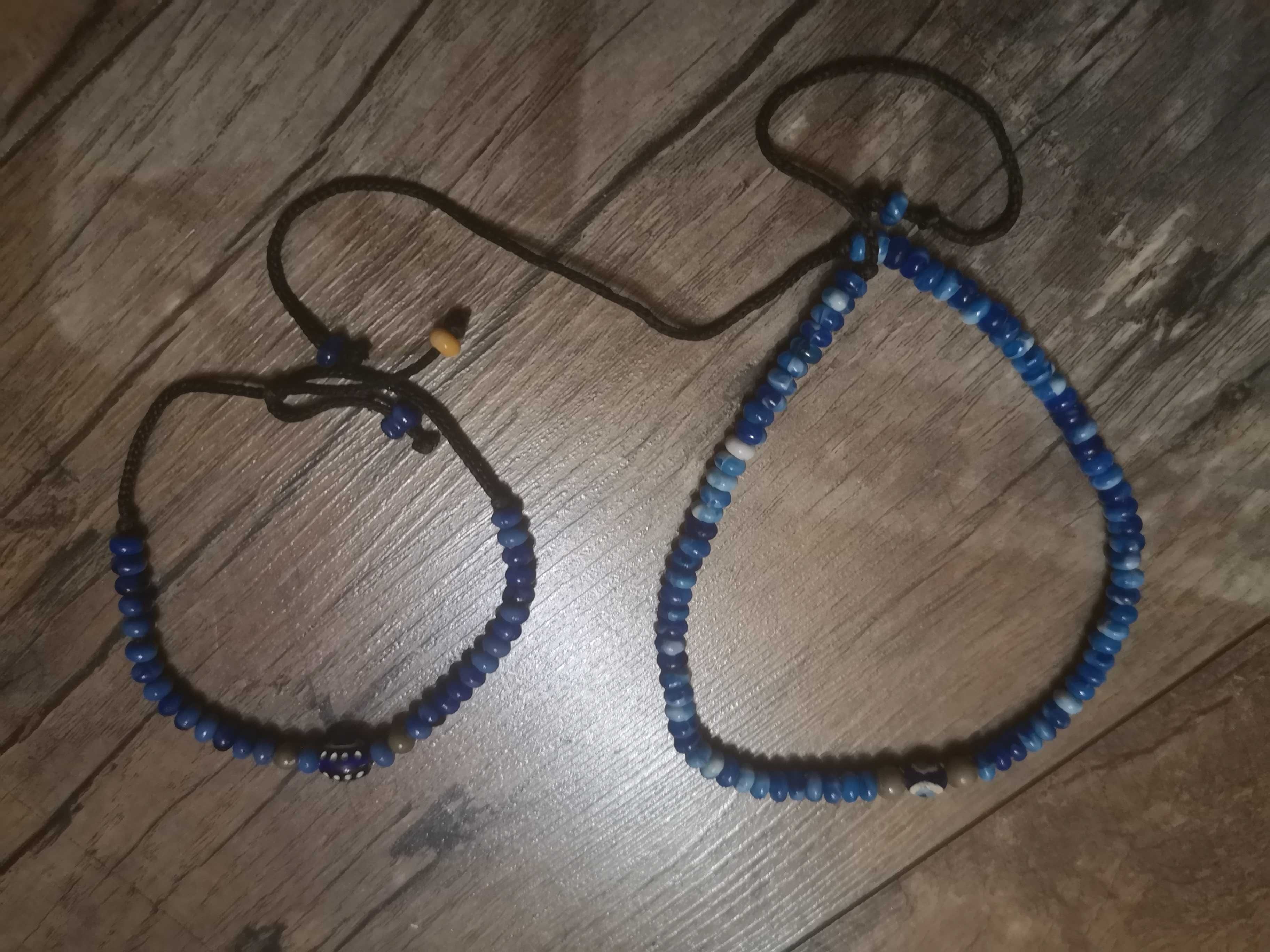 Bransoletki tureckie niebieskie na sznurku 2szt.
