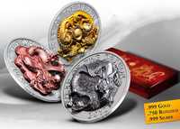 Престижний набір з 3 монет «Рік Дракона» 3 унції срібло Ag 999 Руанда