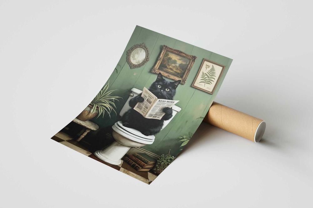 Kot w łazience vol 1 PLAKAT A3 Vintage, Cat - Trzeci plakat GRATIS