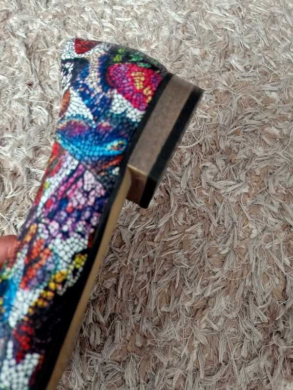 Balerinki zapato lordsy półbuty kwiaty motyle r. 39