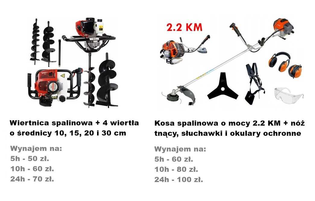 WYPOŻYCZALNIA sprzęt ogrodniczy kosiarka kosa glebogryzarka wiertnica