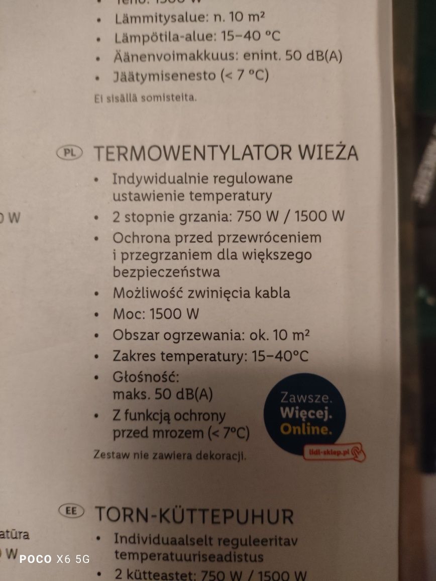Silvercrest STHL 1500 a1 termowentylator biały nowy