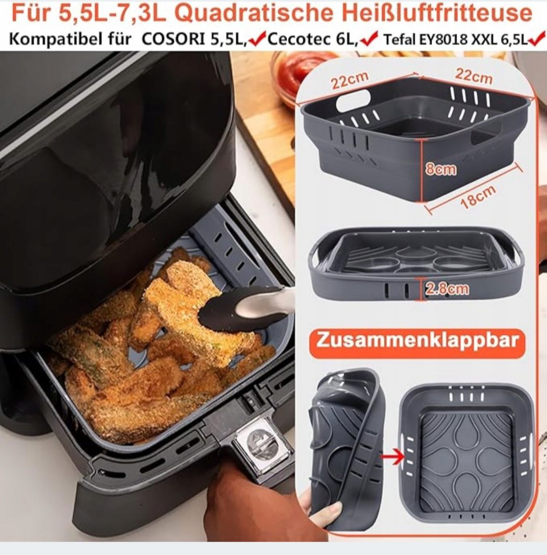 2 x Koszyk silikonowy wkładka forma do frytownicy AIR FRYER 22cm