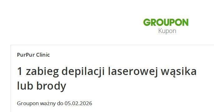 Voocher na depilację laserową wąsika lub brody
