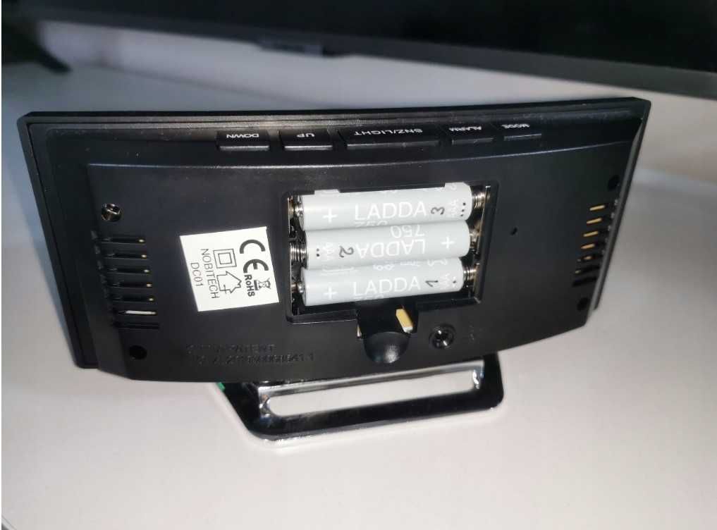 Budzik Zegar Elektroniczny LED Cyfrowy Stojący Data Temperatura Lustro