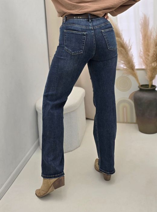 Spodnie damskie CLASSIC FLOW jeansowe granatowe M.Sara rozmiar S