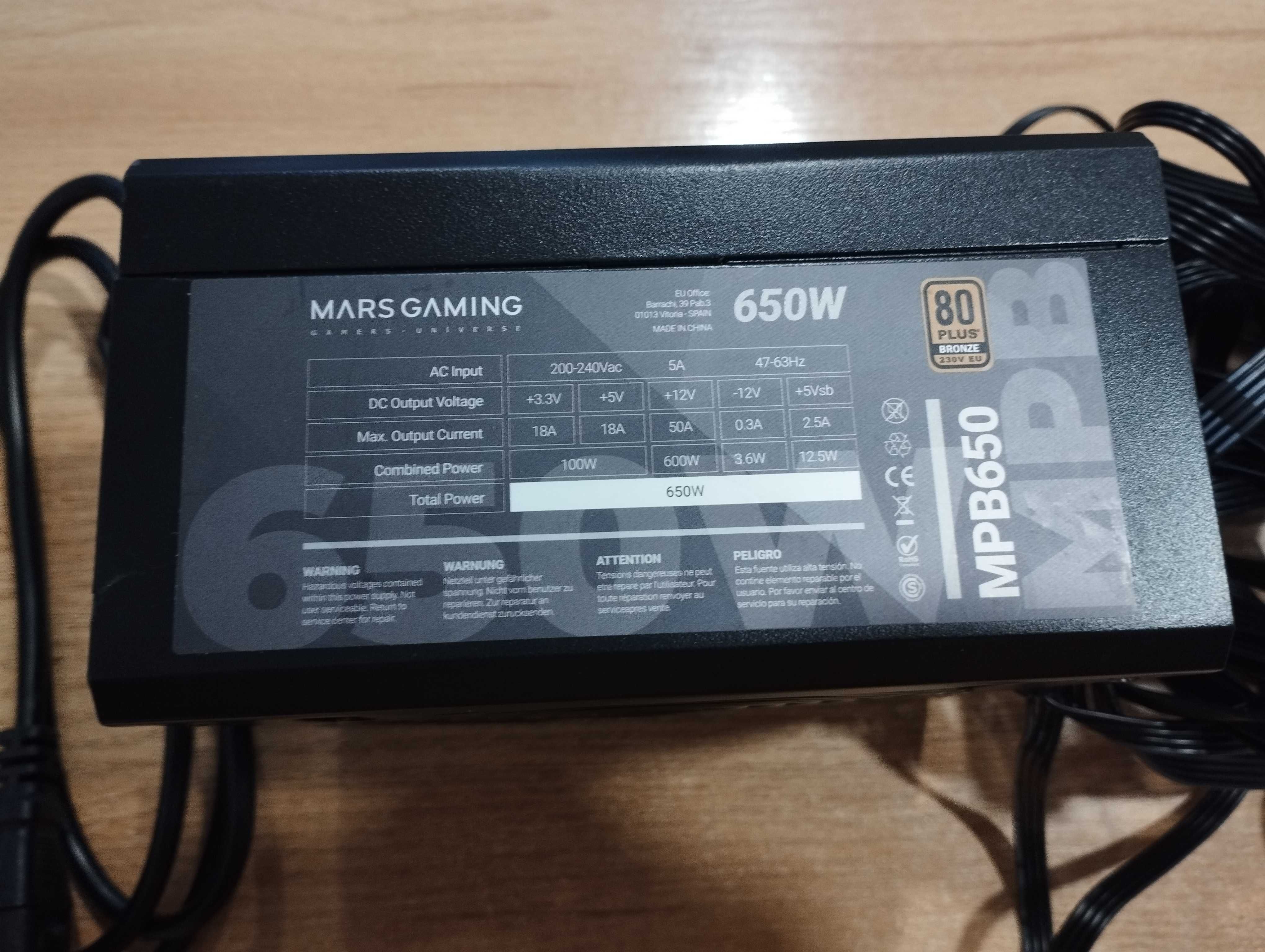 Zasilacz Mars Gaming MPB650 650 W 80 PLUS Bronze