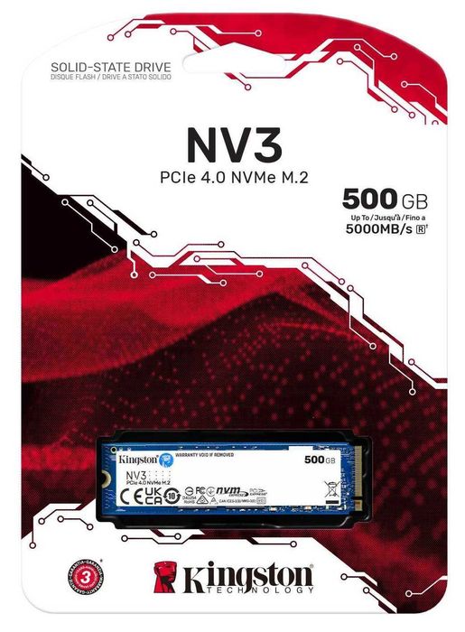 SSD-диск Kingston NV3 3D NAND 500GB M.2 2280 PCI-E NVMex4 (SNV3S/500G)