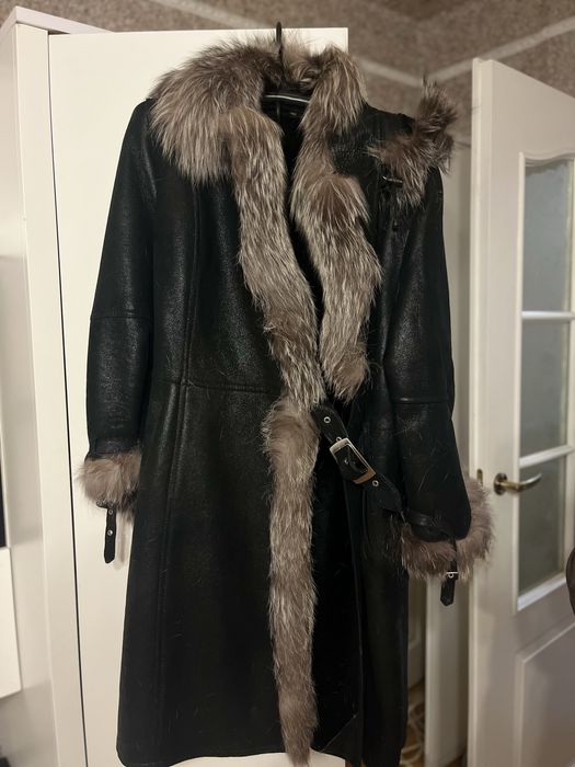 Kożuch naturalny ze srebrnym lisem