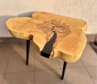 Stolik kawowy z plastra drewna żywica plaster loft stół handmade retro