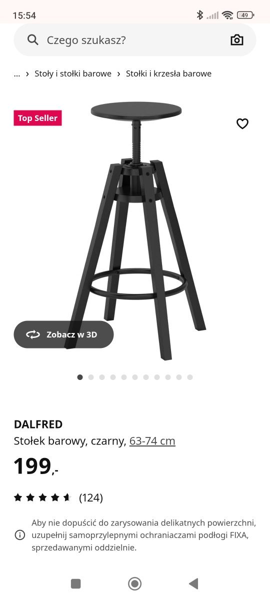Hoker/ stołek barowy Ikea Dalfred - 4 sztuki