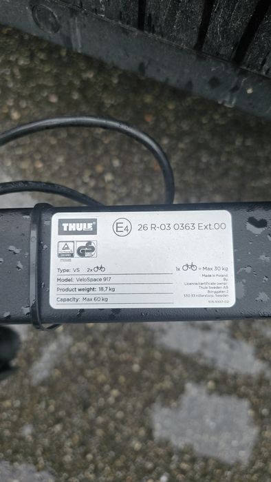 Bagażnik rowerowy Thule VeloSpace 917/938 na dwa rowery