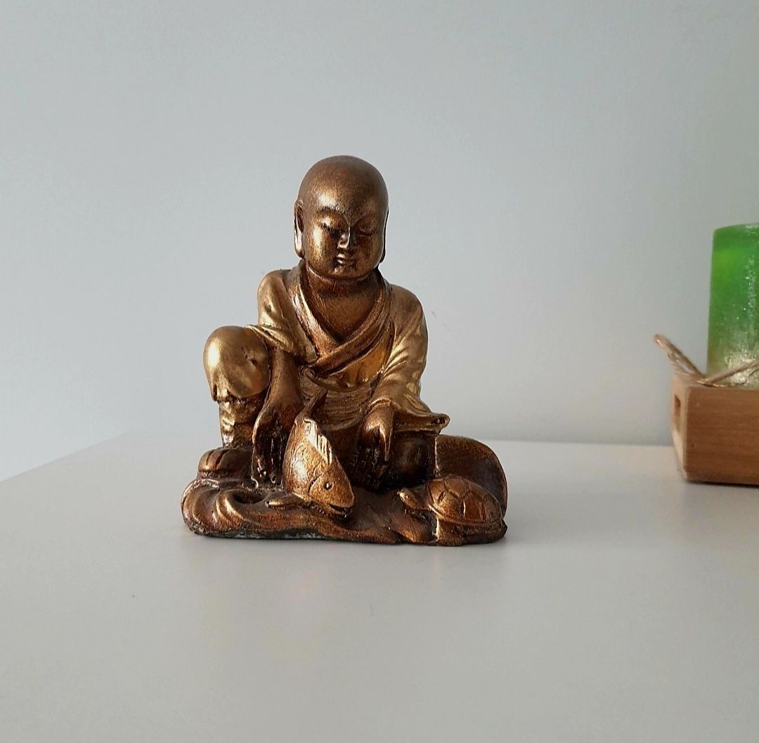Budda figurka złoto postarzane Buddha dekoracja ozdoba NOWA