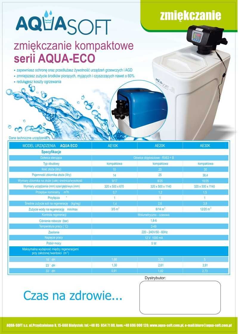 Stacja uzdatniania wody zmiękczacz wody Aqua Soft ECO 20 * LUBLIN *