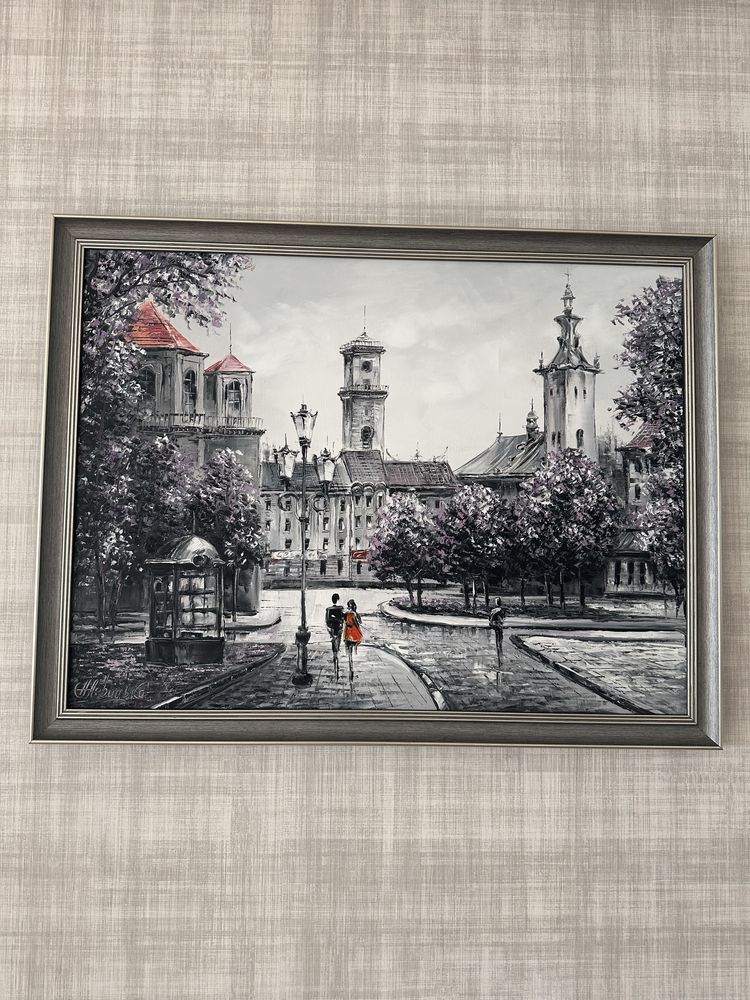 Obraz olejny na płótnie 80x60 w ramie Lwów