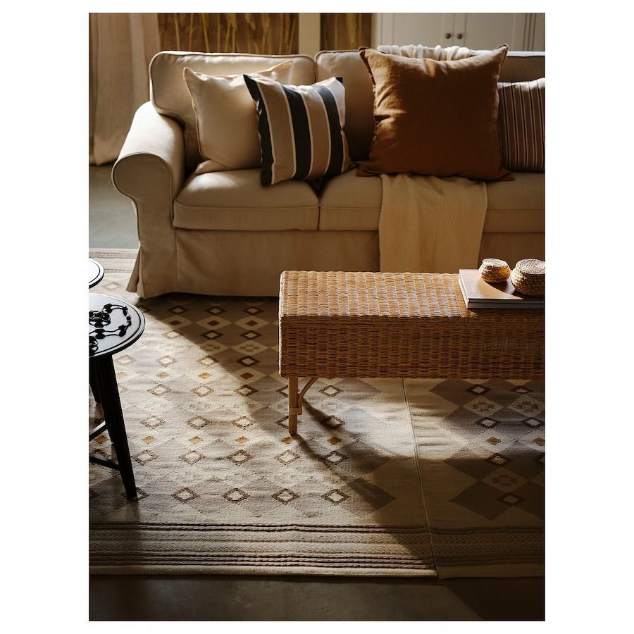 Ikea VAGNAT Dywan tkany kremowy szary Aztecki BOHO 170 x 240 cm