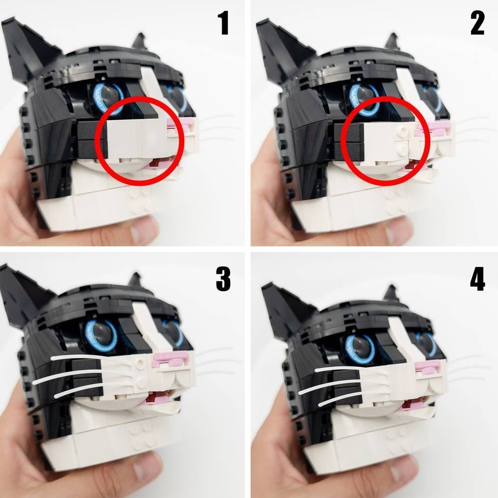 Kocie Wąsy do LEGO 21349 Tuxedo Cat | Czarno-Biały Kot