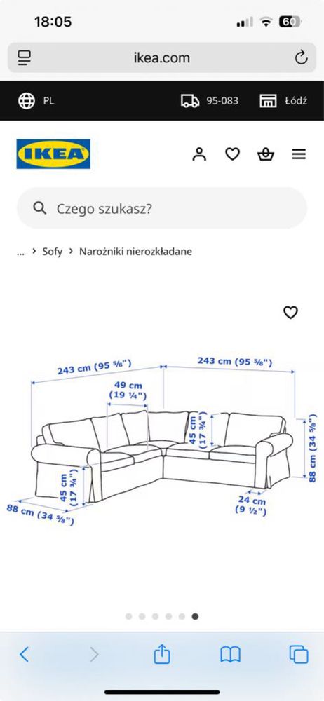 Narożnik Ektorp nierozkładany sprzedam