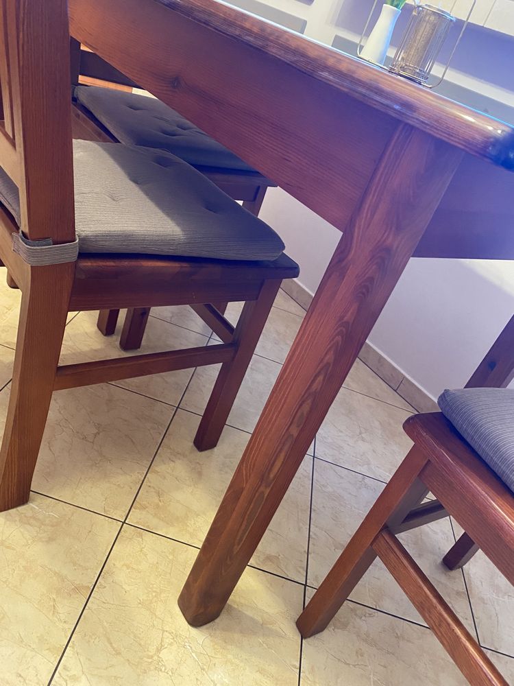 Stół + 6 krzeseł lite drewno / zestaw