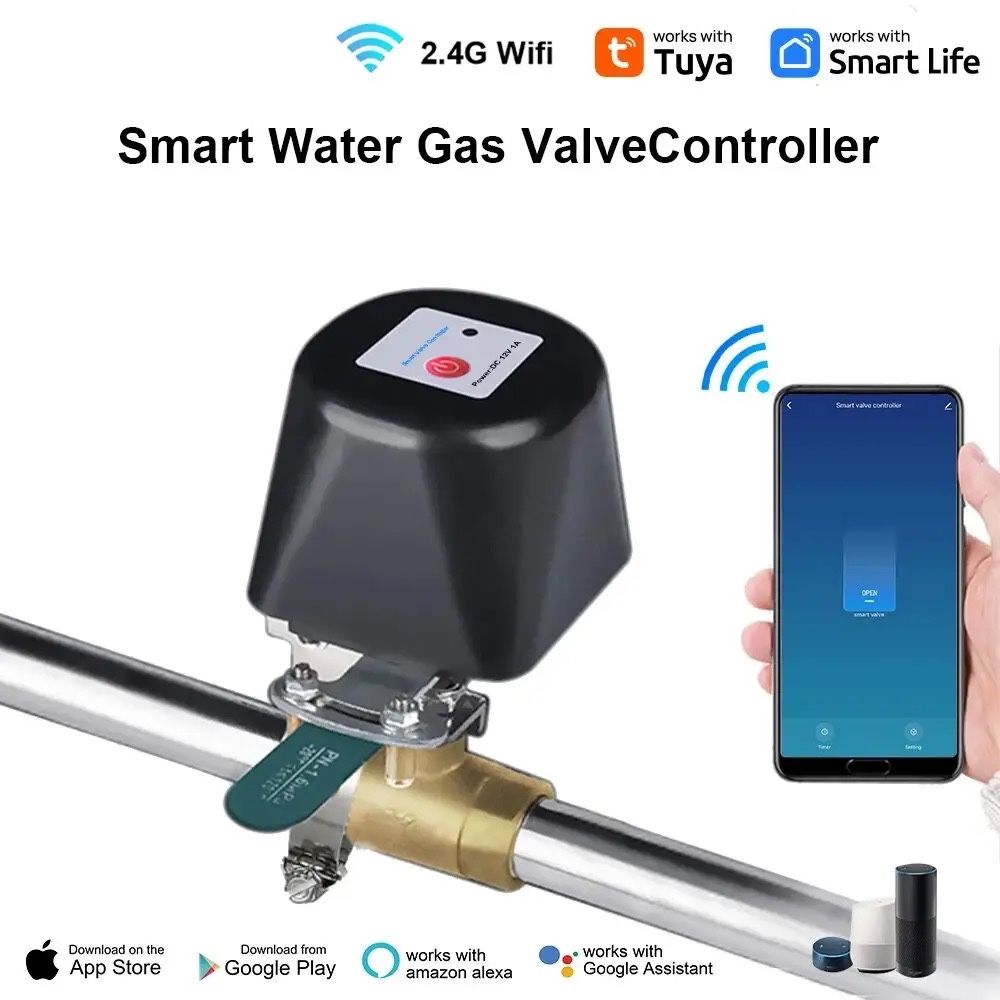 Електропривід шарового кран вода газ Tuya Smart Life (ZigBee, Wi-Fi)