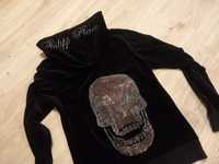 Philipp Plein welurowa bluza damska xl cyrkonie