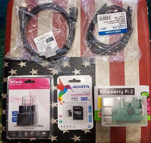 Raspberry + Caixa + Cartão 32gb + Alimentadores + Cabo HDMI - Bundle