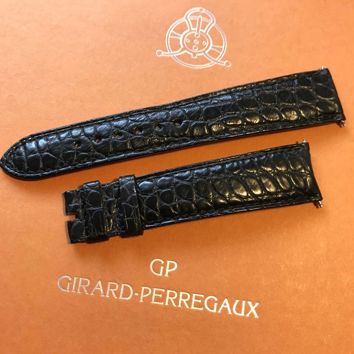 Correia bracelete Girard Perregaux NOVA pele crocodilo aligator preta