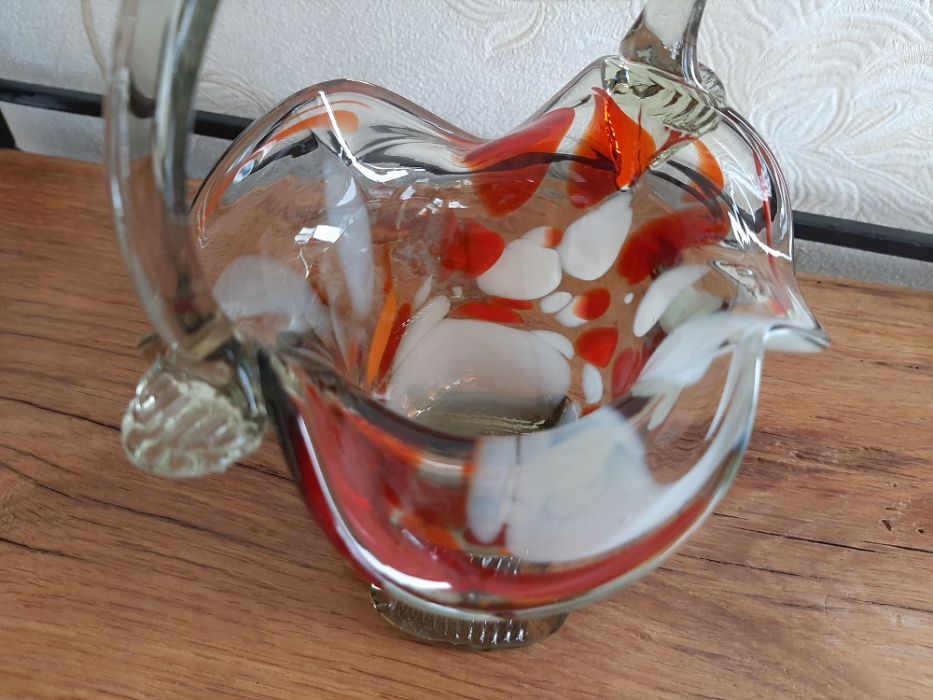 Конфетница СССР, цукерниця, цветное гутное стекло, гутне скло