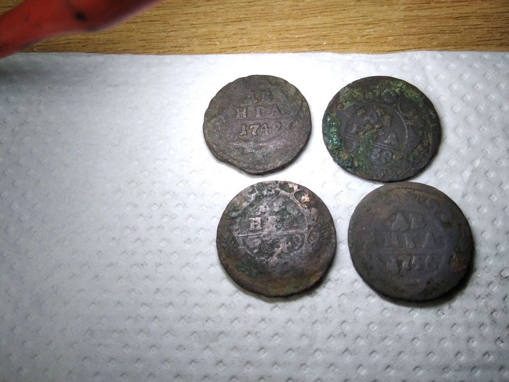 Царські монети,деньга 1738,1746,1749,1749рр.