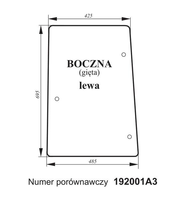 Szyba boczna lewa Case MX 100, 110, 120, 135, 150, 170, CX 50, 60, 70