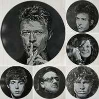 David Bowie, Bob Dylan, Jim Morrisson, etc. pinturas originais