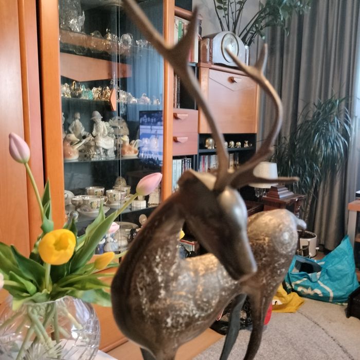 Mosiężna figura jelenia wysokość 50 cm