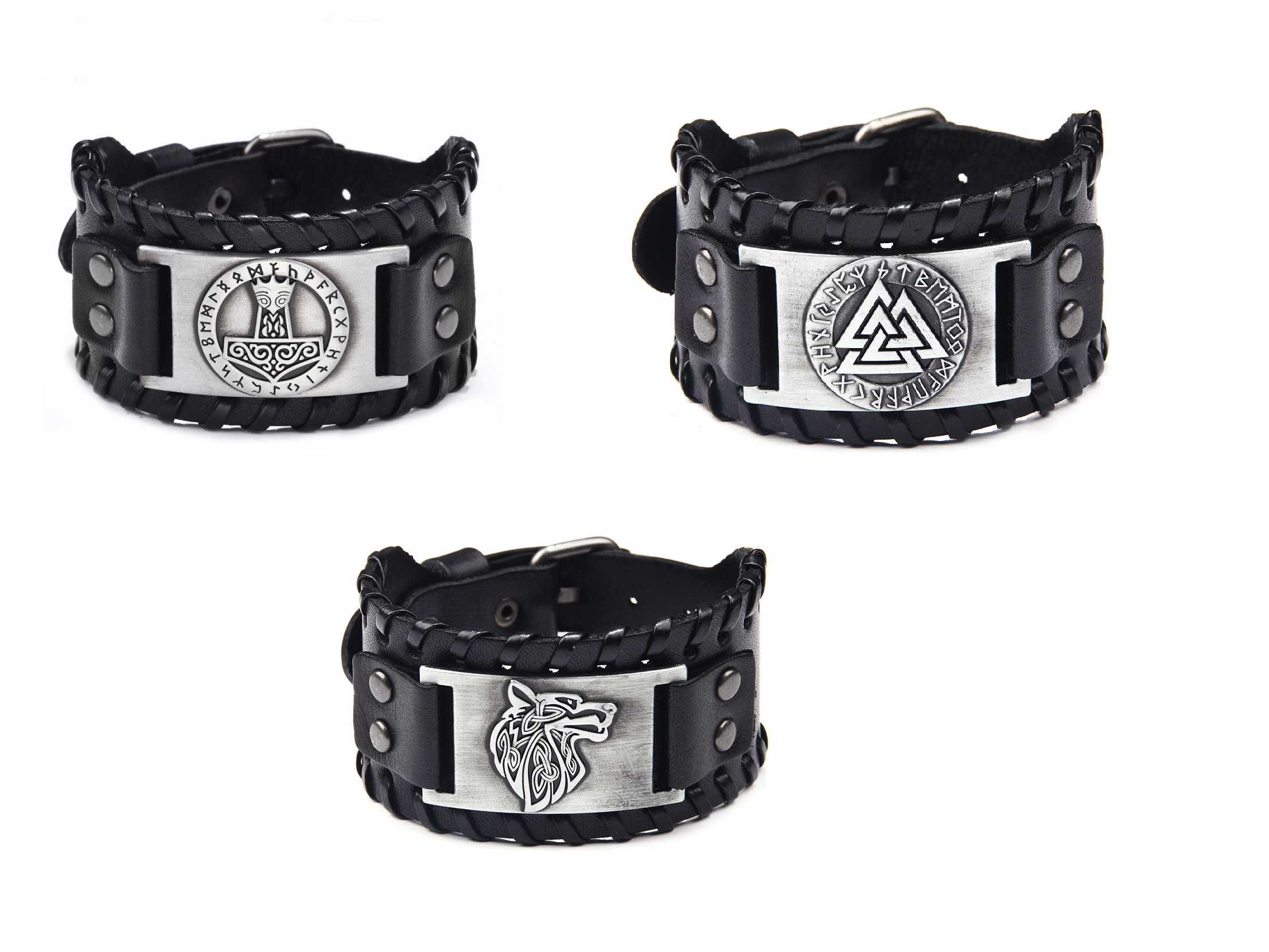 Pulseira couro viking