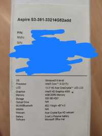 Ноутбук Acer aspire s3 - 391   core i3