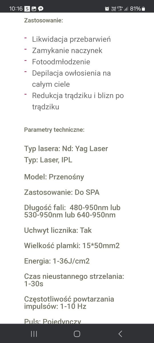 Przenośny Laser IPL OPT SHR . Przeszkolenie gratis!