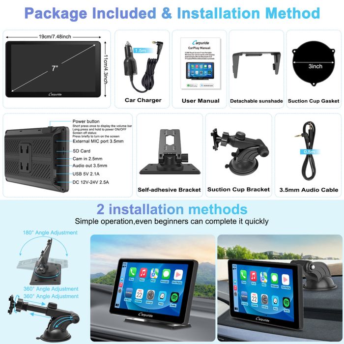 Carpuride c3 Bezprzewodowe radio samochodowe Carplay & Android