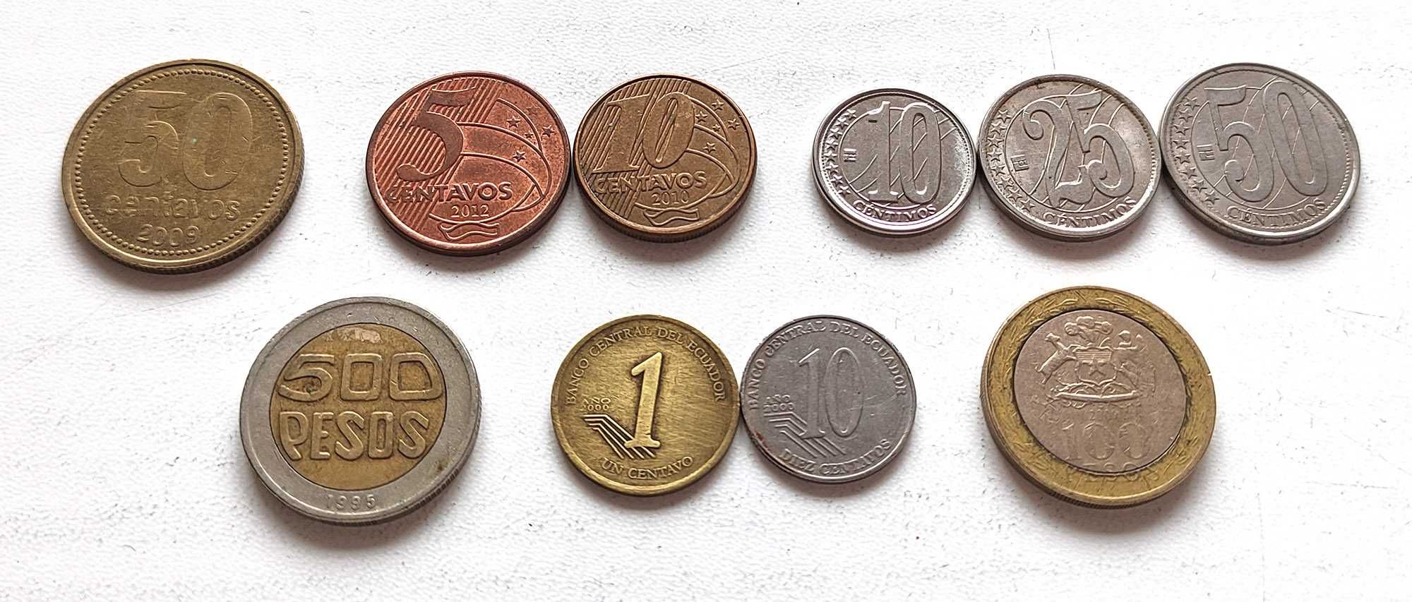Монеты Южной Америки №2 (Колумбия, Эквадор, Венесуэла, Чили), 10 шт